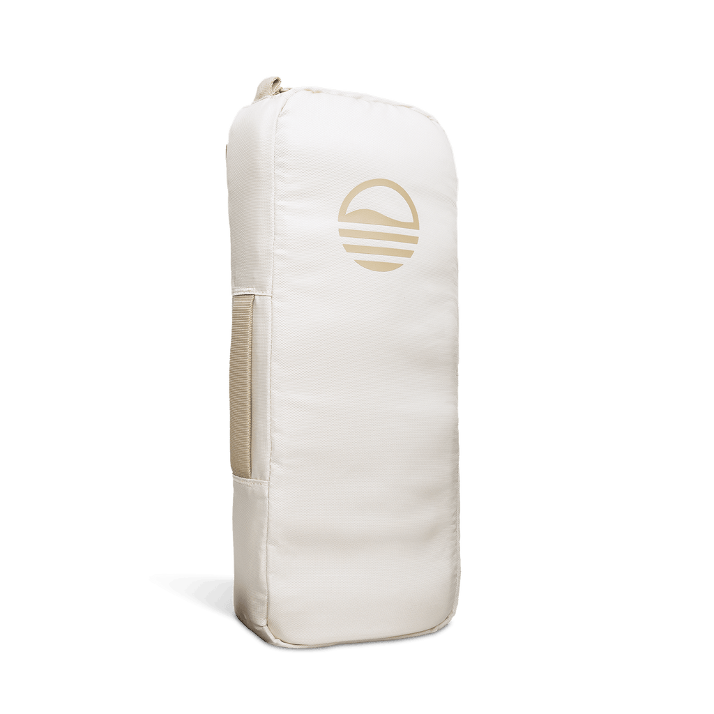 A rear shot of big frosty golf cooler bag in toasted almond with gloss logo 