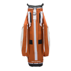 Back shot of Big Rig golf bag in burnt orange showing the strap of the bag