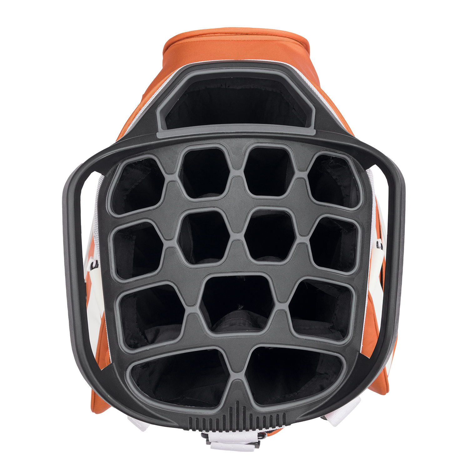Top view of Big Rig golf bag showing its 14-way divider