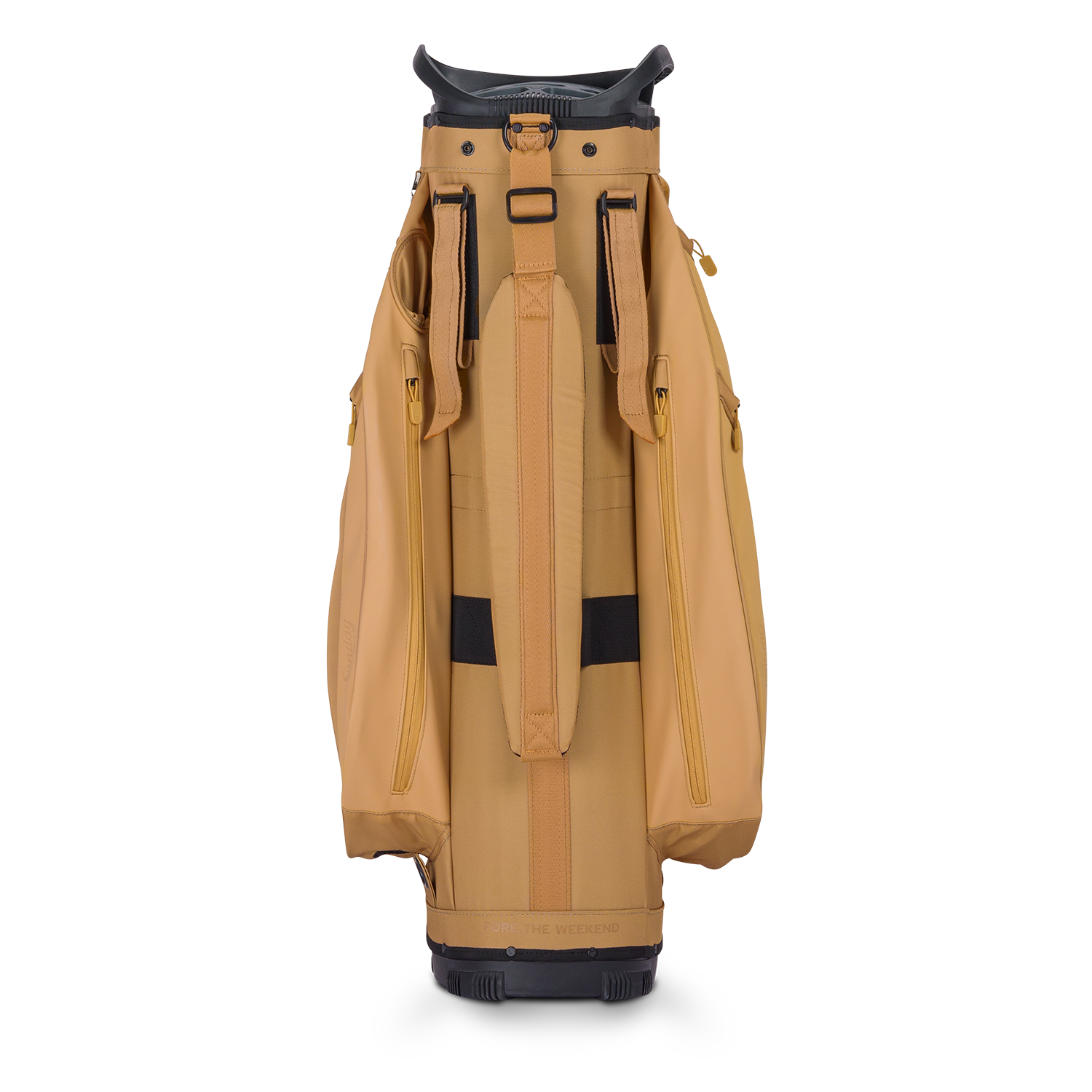 Back shot of Big Rig golf bag in clay thompson showing the strap of the band
