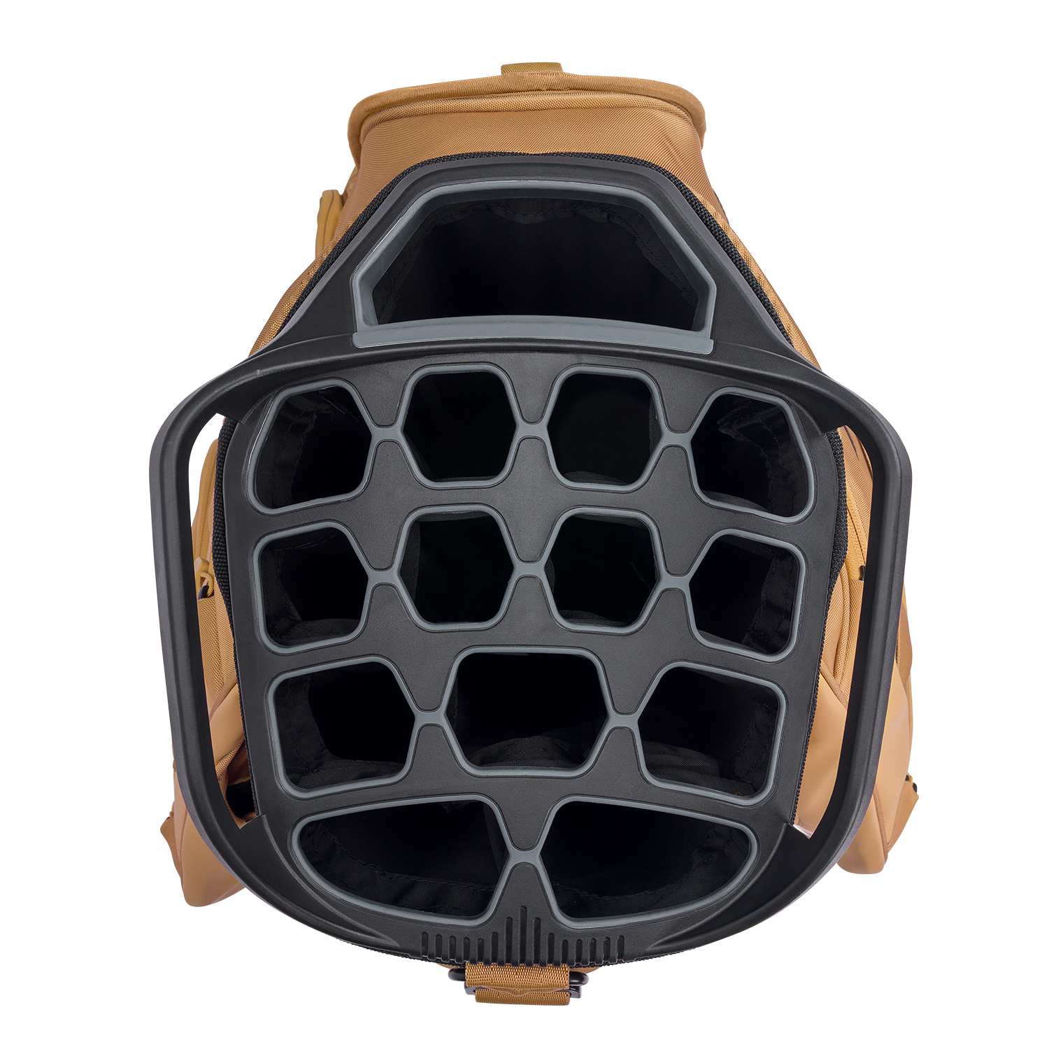 Top view of Big Rig golf bag showing its 14-way divider
