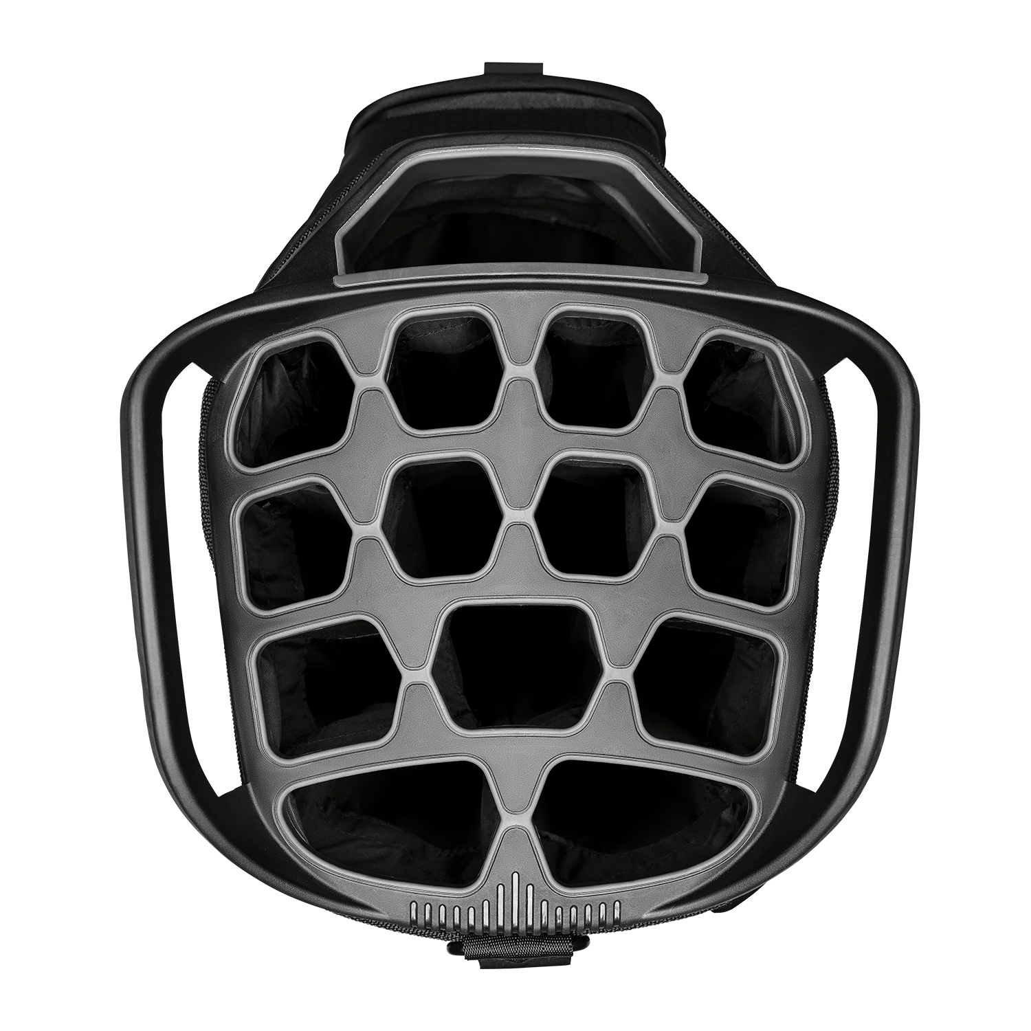 Top view of Big Rig golf bag showing its 14-way divider