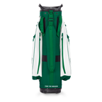 Back shot of Big Rig golf bag in evergreen showing the strap of the band

