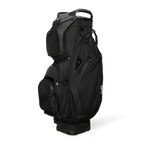 Front shot of Big Rig golf bag in matte black showing the pockets and some of its features