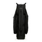 Back shot of Big Rig golf bag in matte black showing the strap of the bag