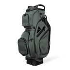 Front shot of Big Rig golf bag in midnight green showing the pockets and some of its features