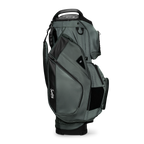 Side shot of Big Rig golf bag in midnight green showing the glove holder, easy access pockets and other features of the bag
