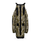Back shot of Big Rig golf bag in mossy oak bottomland showing the strap of the bag