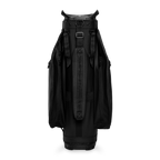 Back shot of Big Rig S-Class golf bag in black vegan leather showing the strap of the bag