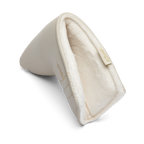 Side shot of blade putter golf headcover in toasted almond vegan leather
