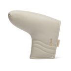Front shot of blade putter golf headcover in toasted almond vegan leather
