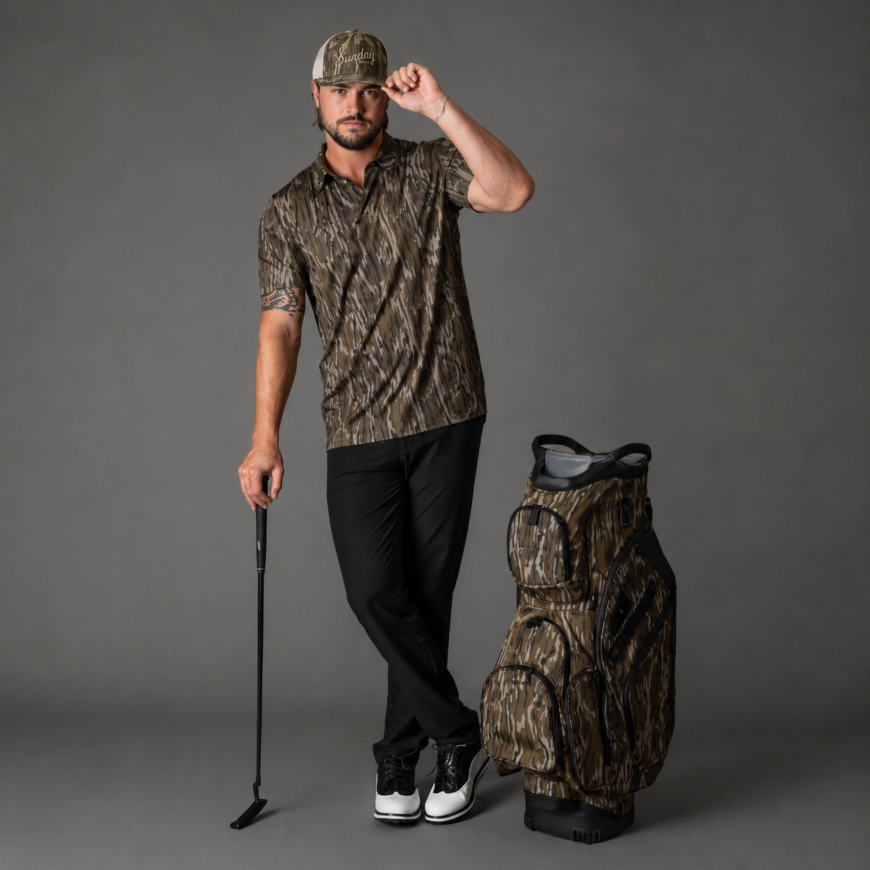 The Big Rig | Mossy Oak x Sunday Golf Cart Bag - Bottomland Camo