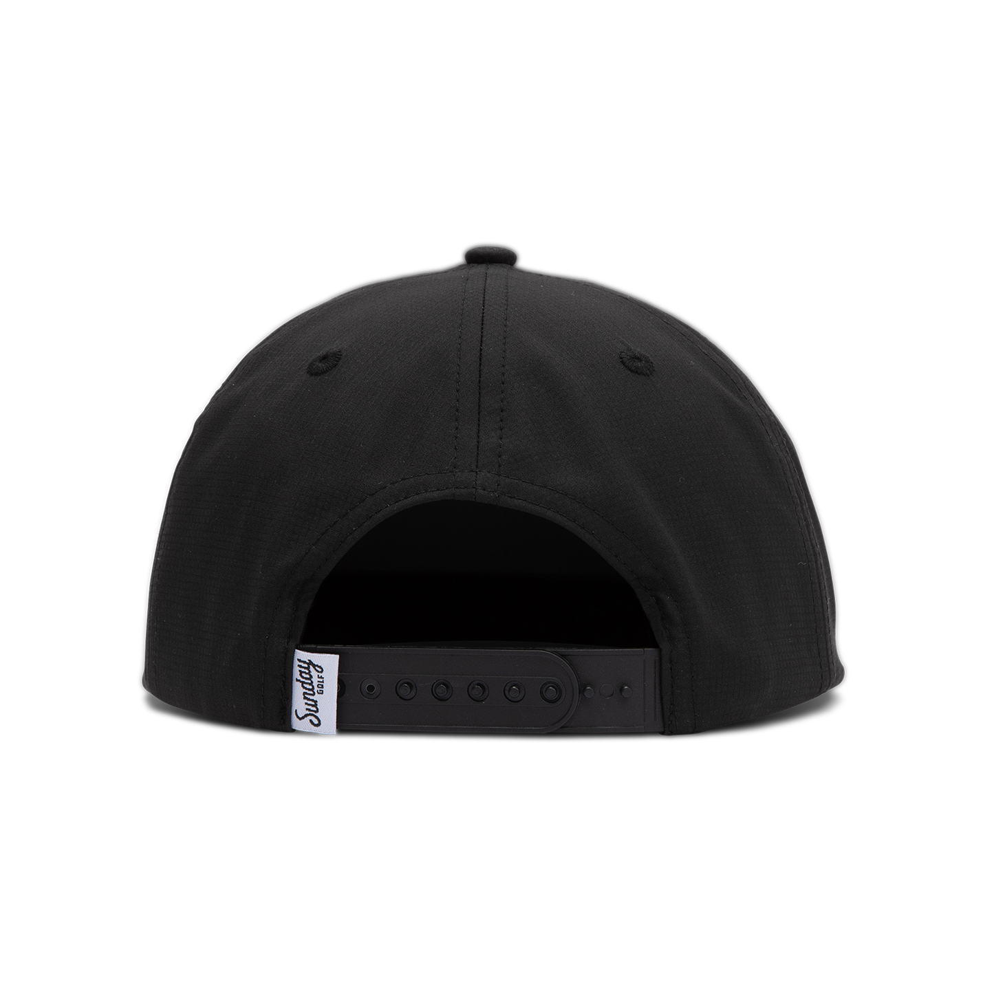 Back shot of black on black crushable rope golf hat
