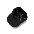 Upside Down shot of black on black crushable rope golf hat