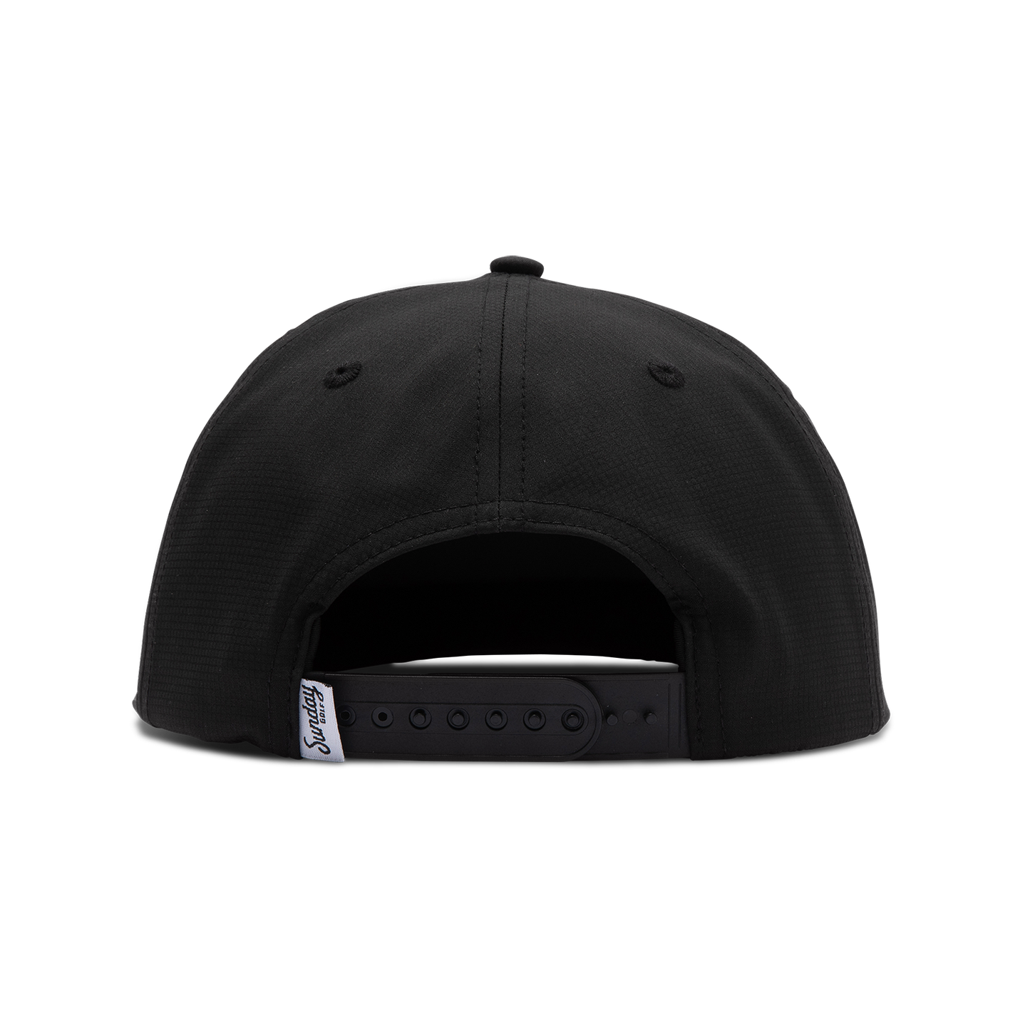 Back view of black and white crushable rope golf hat