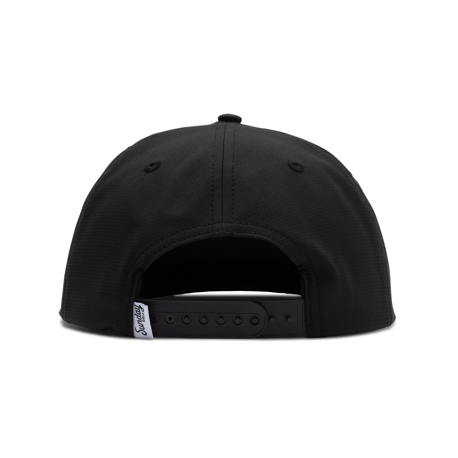 Back view of black and white crushable rope golf hat