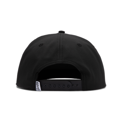 Back view of black and white crushable rope golf hat
