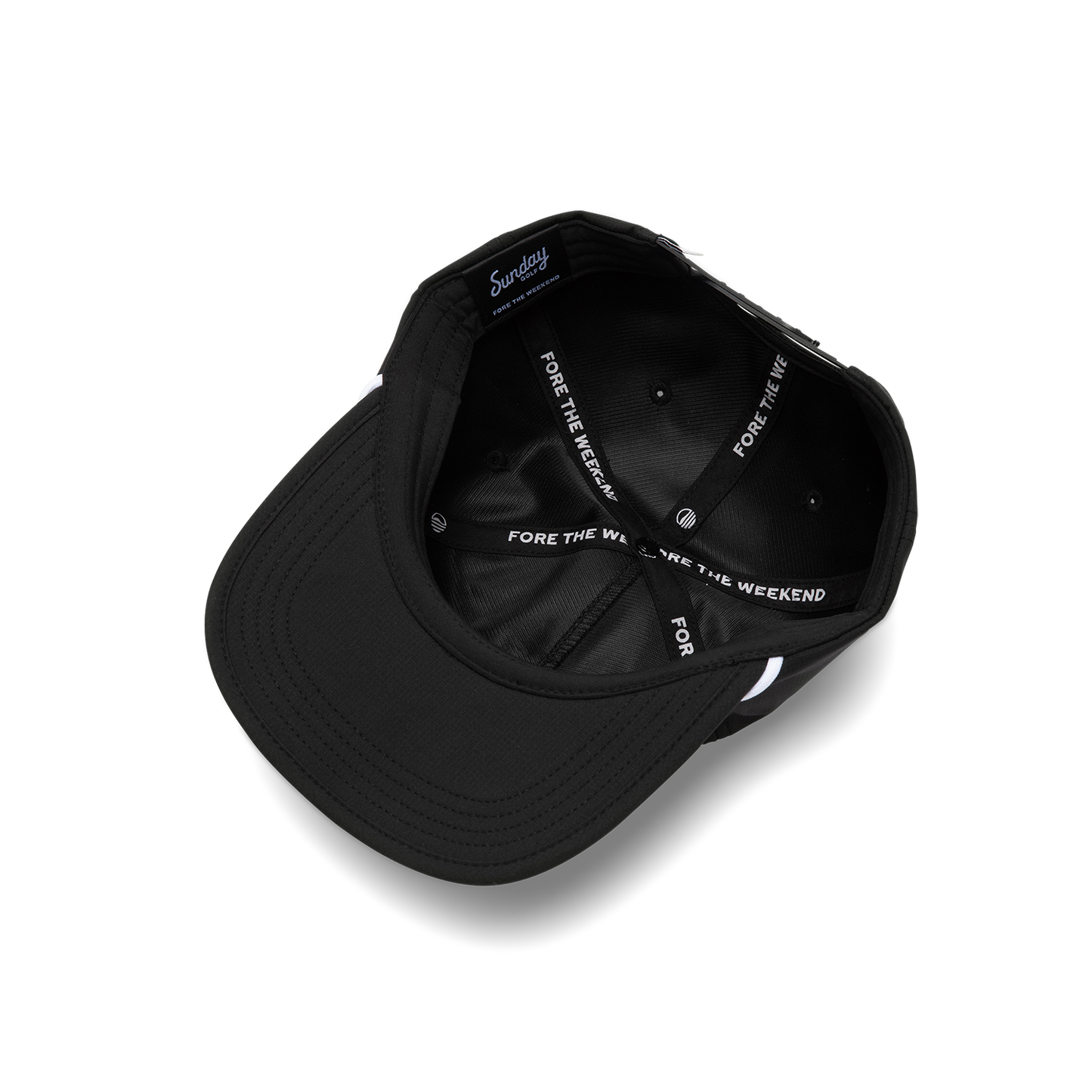 Upside Down shot of black and white crushable rope golf hat