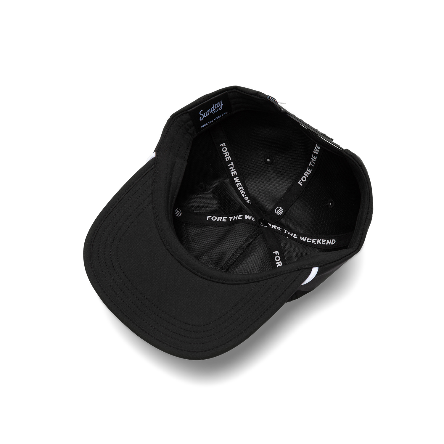 Upside Down shot of black and white crushable rope golf hat