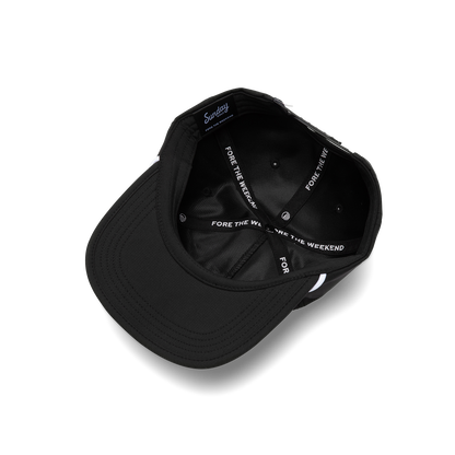 Upside Down shot of black and white crushable rope golf hat