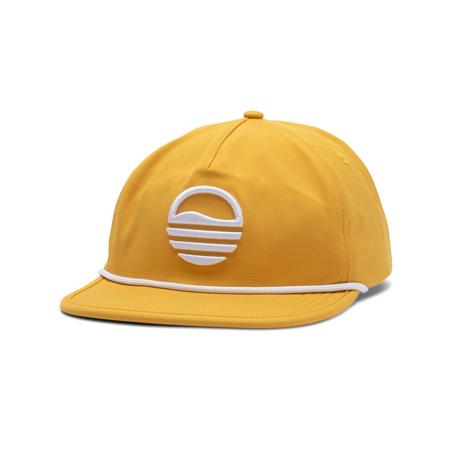 Front shot of mustard crushable rope golf hat