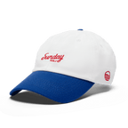 Front shot of red white and blue dad golf hat