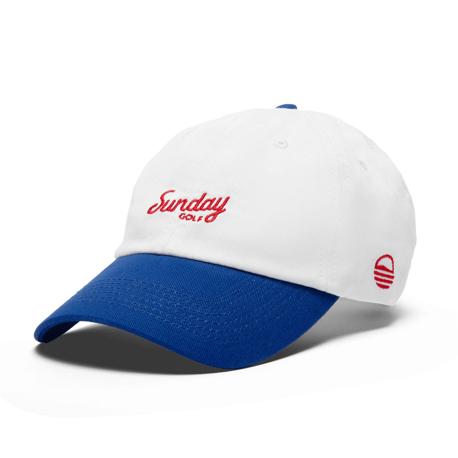 Front shot of red white and blue dad golf hat