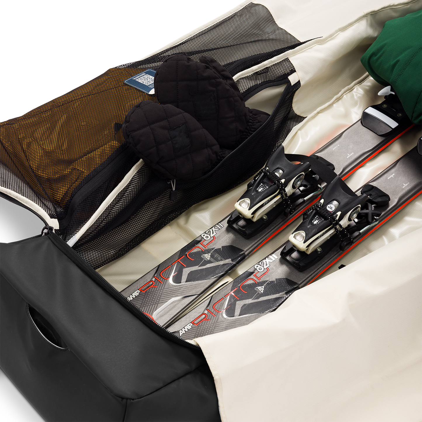 Open Drifter Snow Travel Bag with skis and gear inside