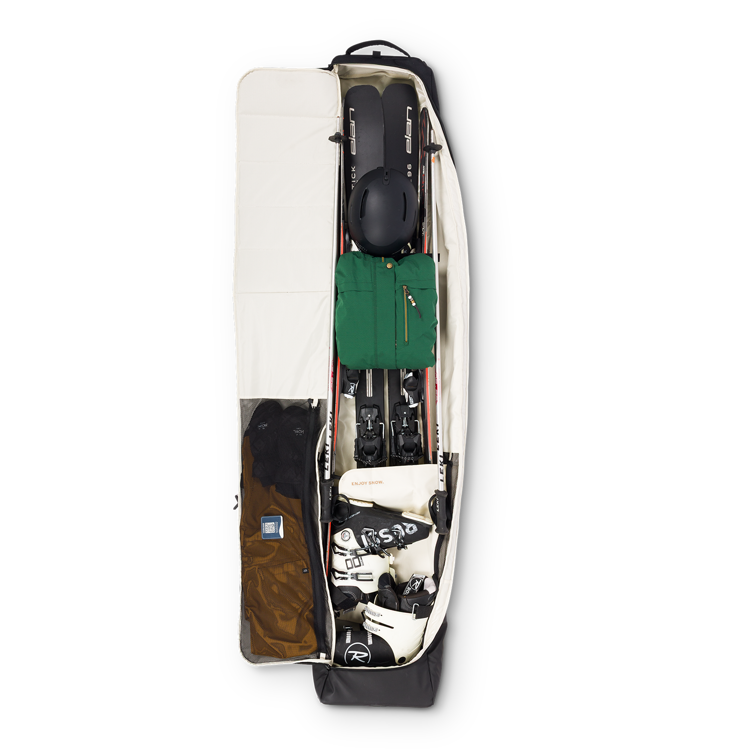 Drifter Snow Travel Bag filled with items