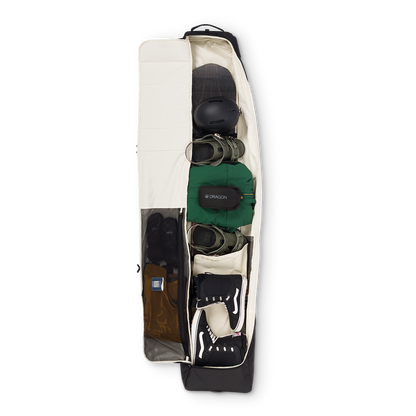 Drifter Snow Travel Bag filled with different items