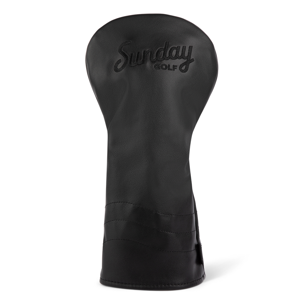 Front shot of driver golf headcover in black vegan leather
