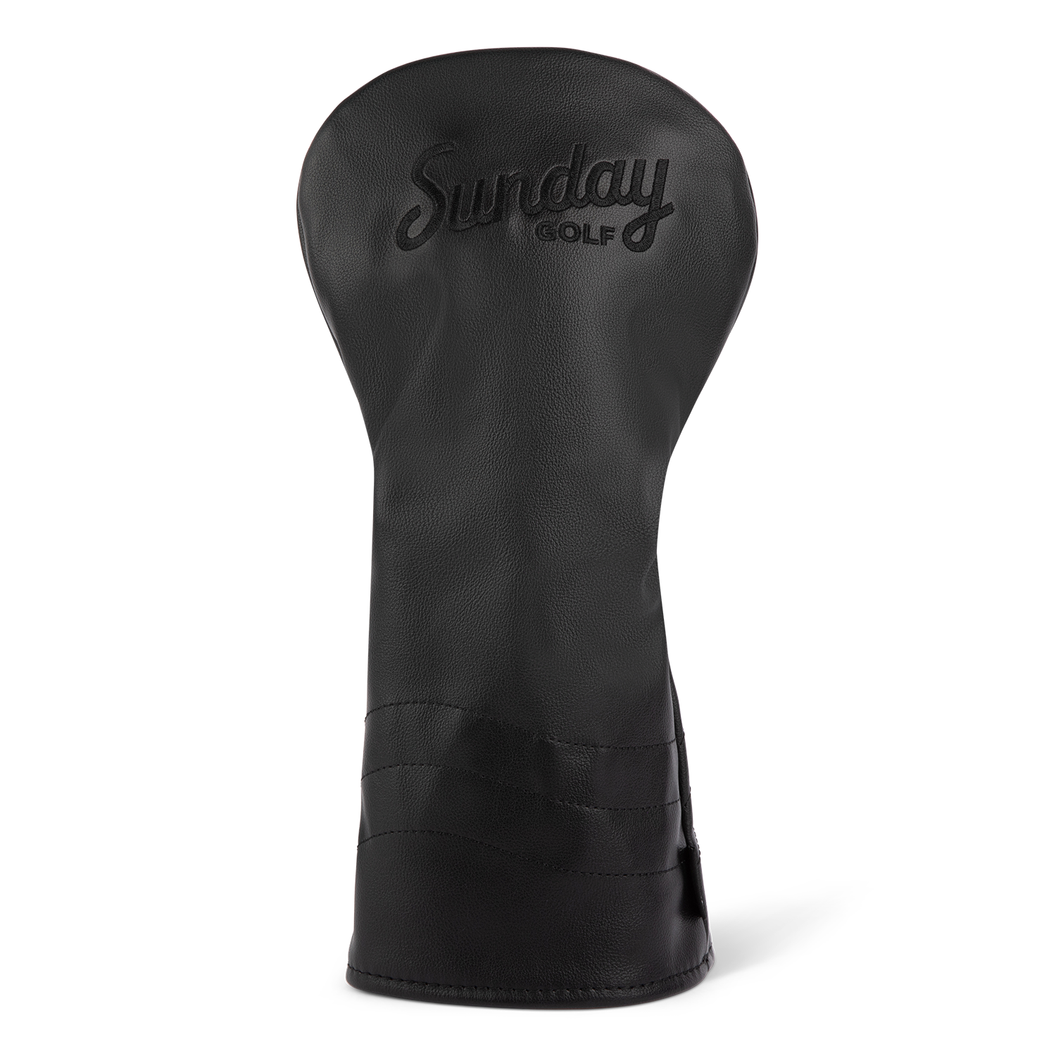 Front shot of driver golf headcover in black vegan leather
