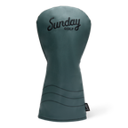 Front shot of driver golf headcover in midnight green vegan leather
