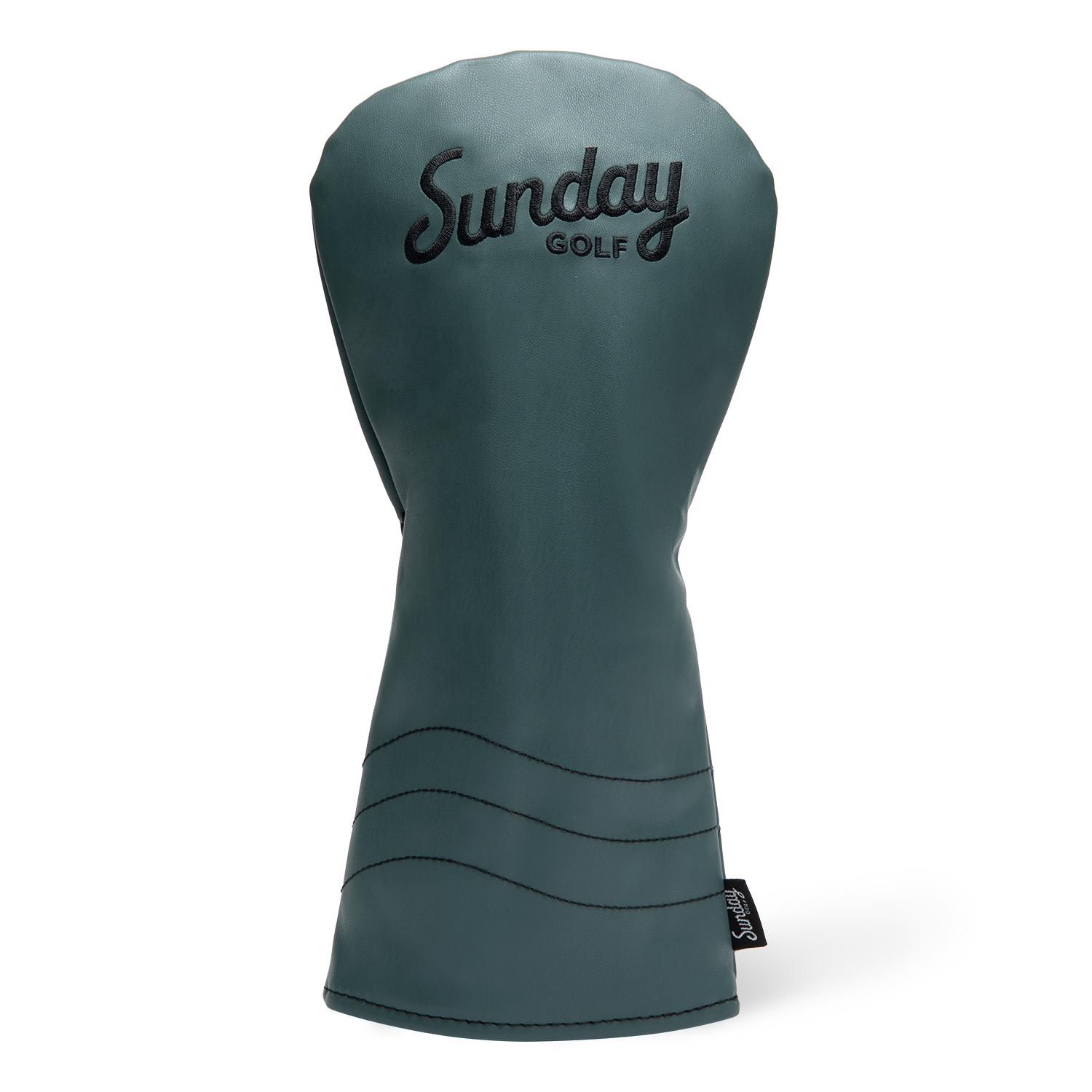 Front shot of driver golf headcover in midnight green vegan leather
