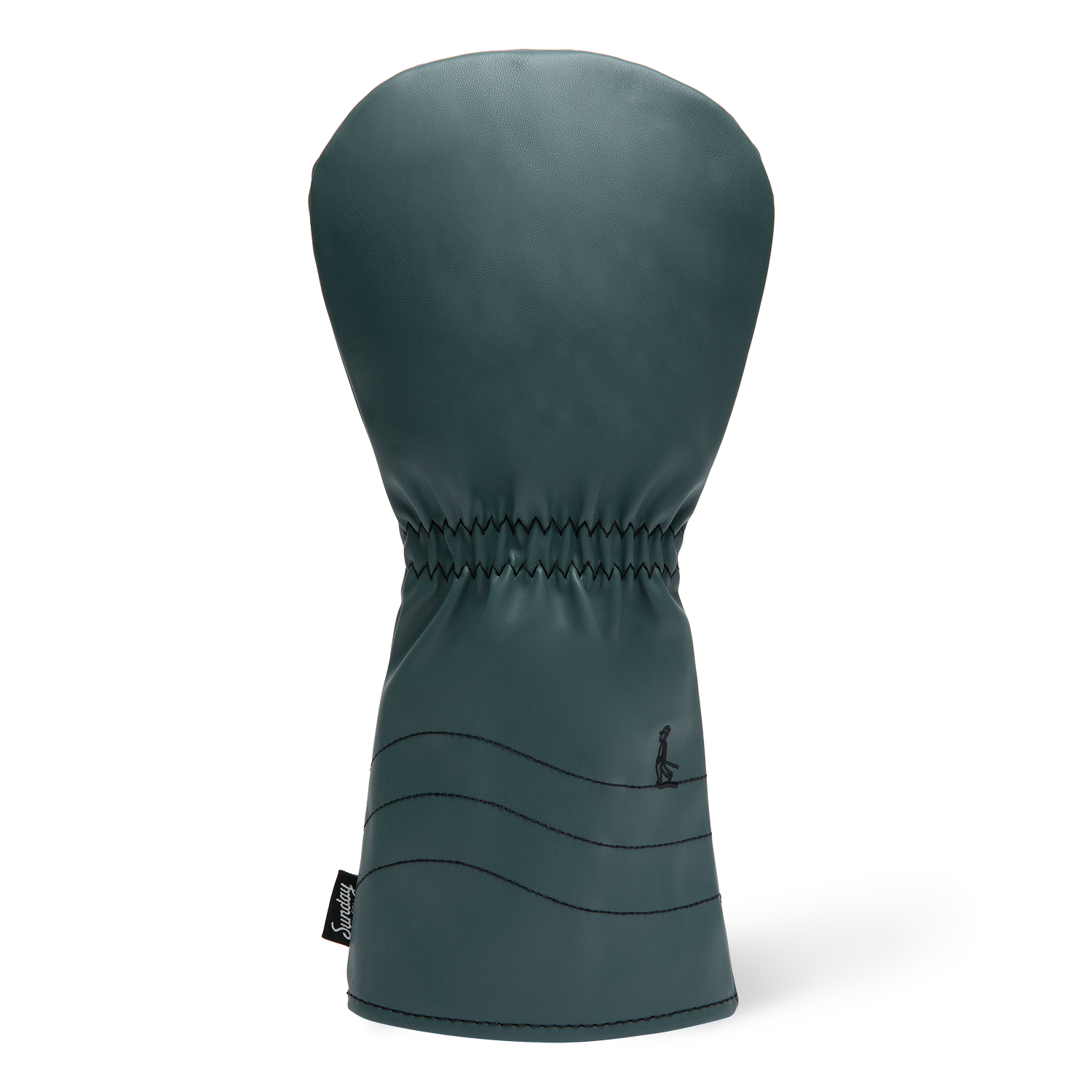 Rear shot of driver golf headcover in midnight green vegan leather
