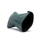 Inward shot of driver golf headcover in midnight green vegan leather
