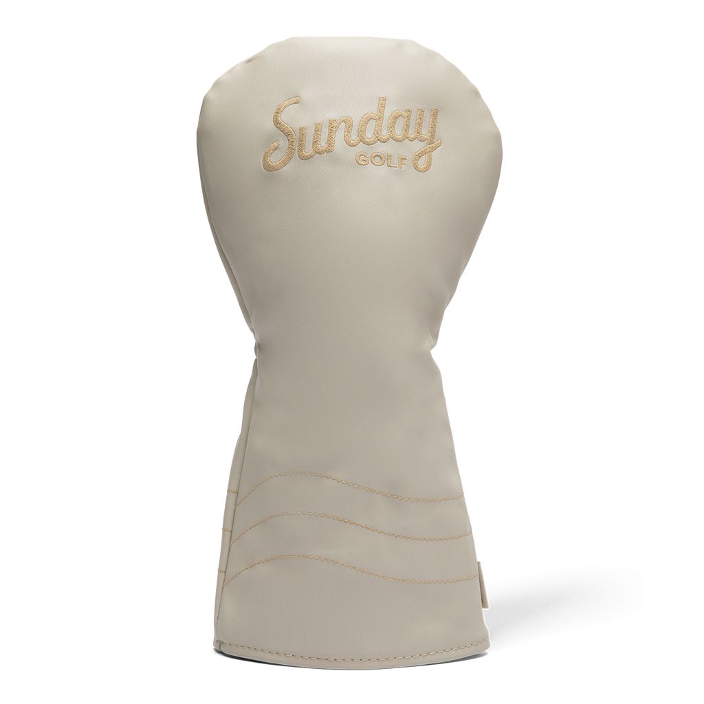 Front shot of driver golf headcover in toasted almond vegan leather
