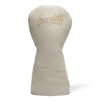 Front shot of driver golf headcover in toasted almond vegan leather
