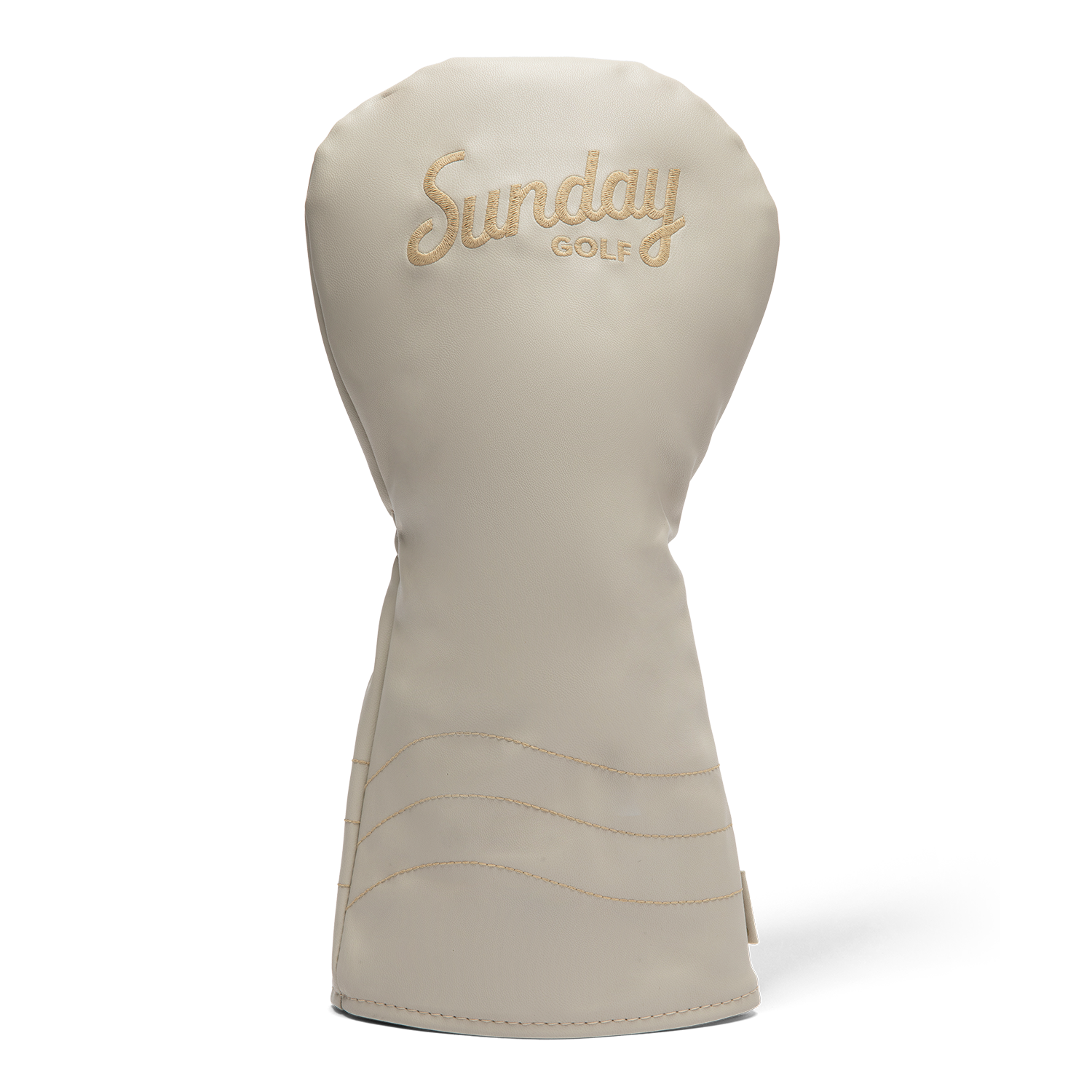 Front shot of driver golf headcover in toasted almond vegan leather
