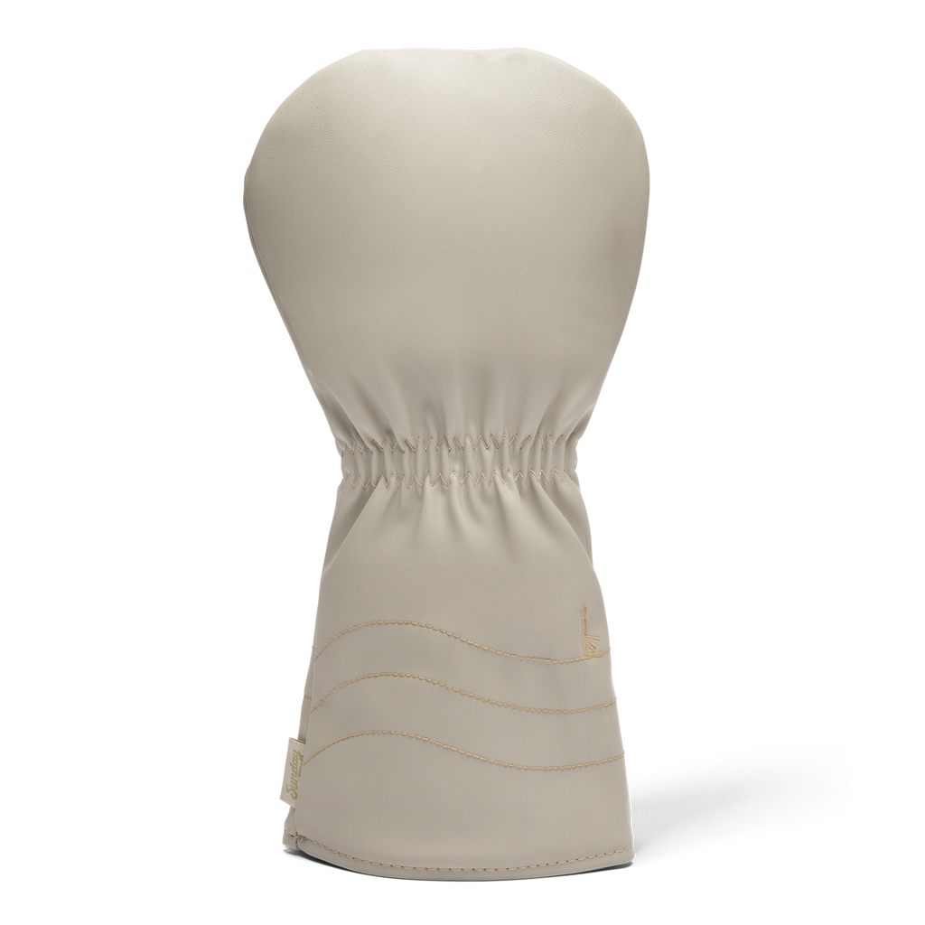 Rear shot of driver golf headcover in toasted almond vegan leather
