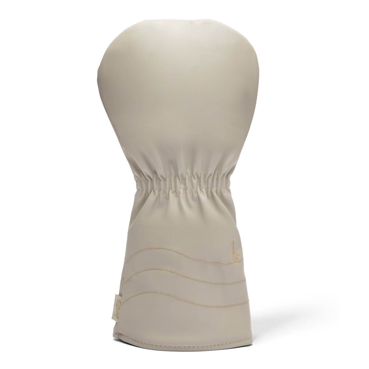 Rear shot of driver golf headcover in toasted almond vegan leather
