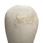 Inward shot of driver golf headcover in toasted almond vegan leather
