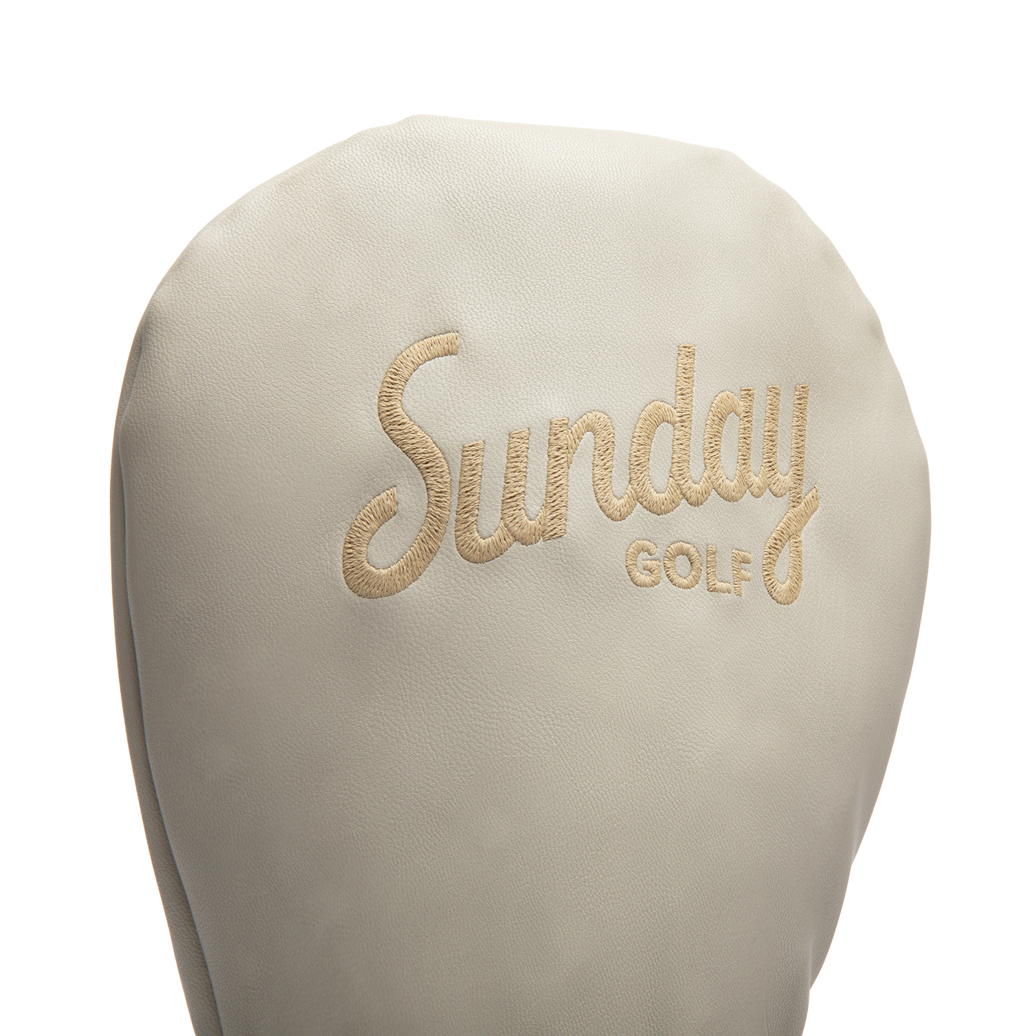 Inward shot of driver golf headcover in toasted almond vegan leather
