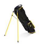 A full shot of El Camino golf bag in black and yellow facing backward
