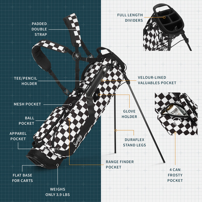 El Camino | Black/White Checker Mid Size Stand Bag 2
