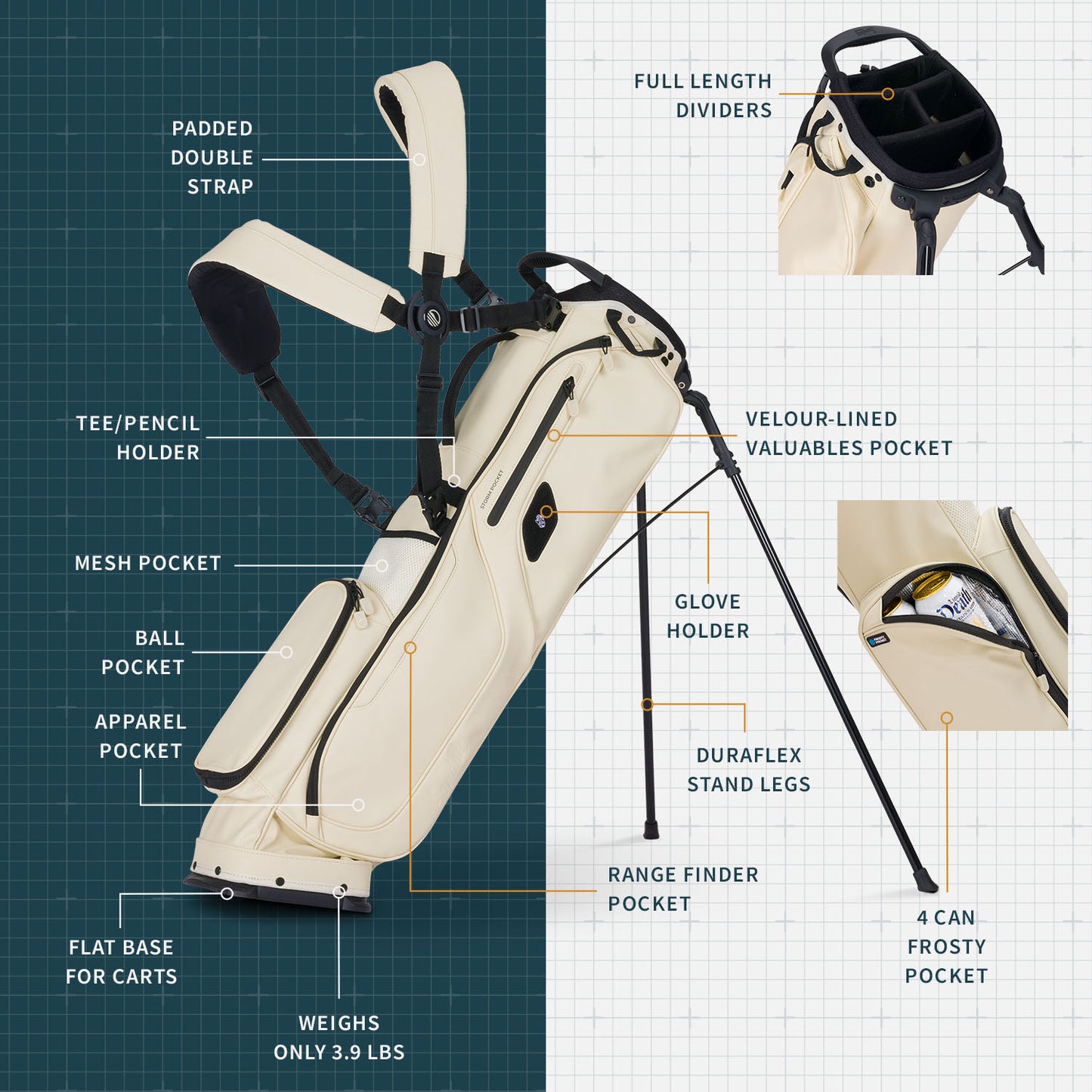 El Camino S-Class | Cream Vegan Leather Mid Size Stand Bag