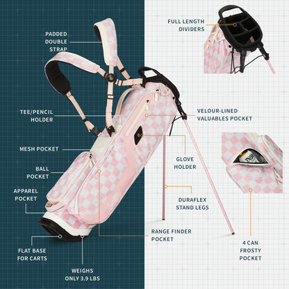 El Camino | Pink/White Checker Mid Size Stand Bag