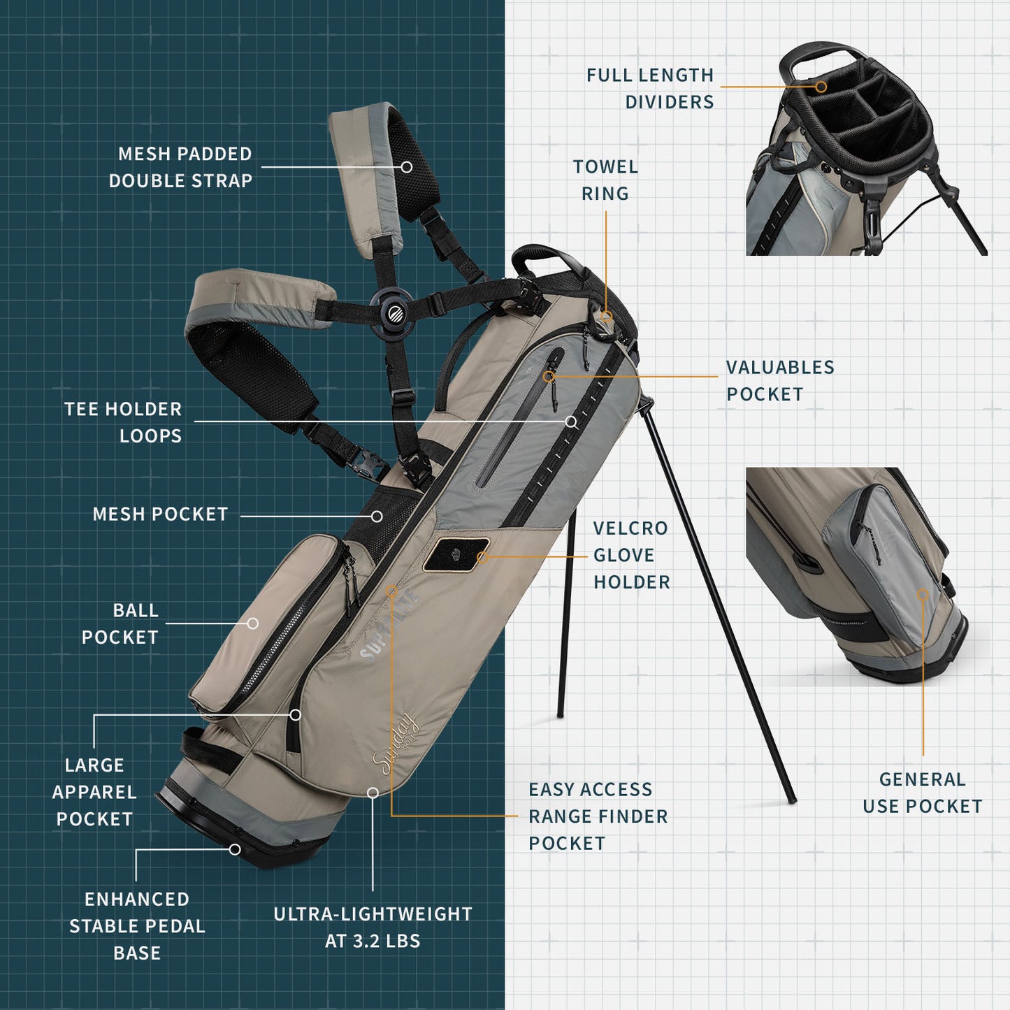 El Camino Superlite | Tan/Black Mid Size Stand Bag