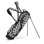 A full front shot of standing El Camino golf bag in Black/White Checker with double strap
