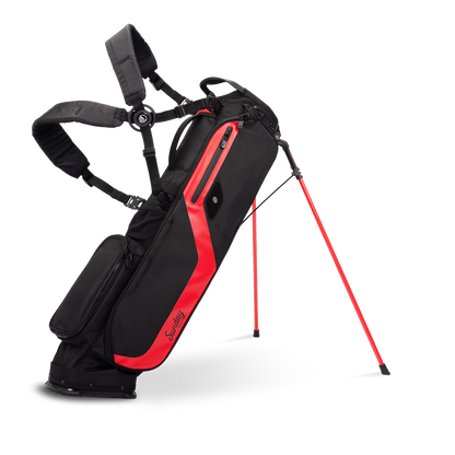 A full front shot of standing El Camino golf bag in blackjack with double strap
